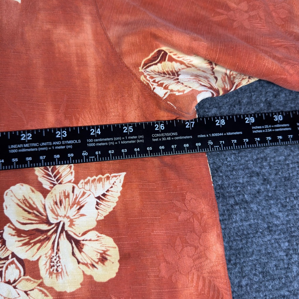 Tommy Bahama Mens XXL Burnt Orange Silk Floral Hibiscus Camp Shirt Short Sleeve - Picture 5 of 7
